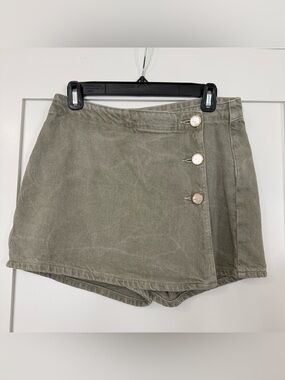 Zara Khaki Button-Front Skort Size Small